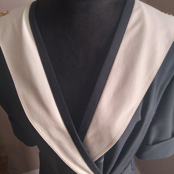 Vintage Navy And White Dress | Size 10 - Picture 4 of 9